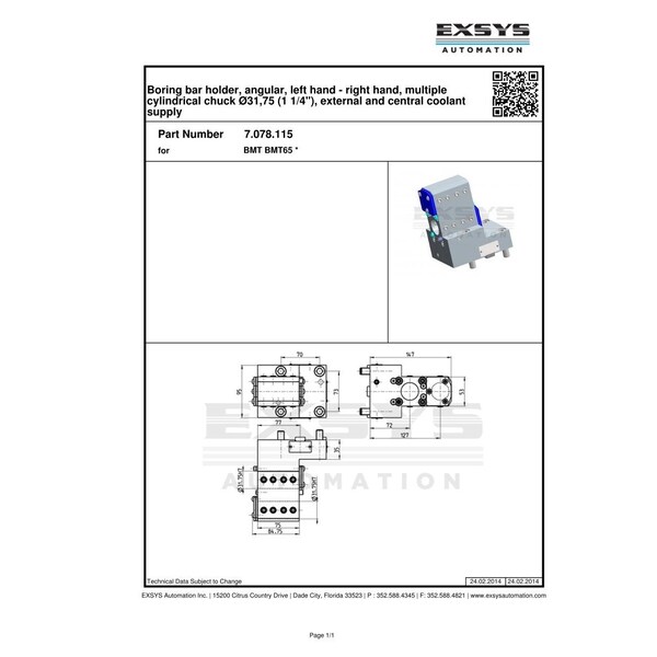 Boring Bar Holder Angular Left Handright Hand, Multiple Cylindrical Chuck 31751 14